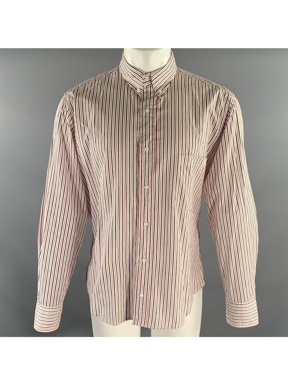 THOM BROWNE Size M White Red Navy Stripe Button Down Long Sleeve Shirt